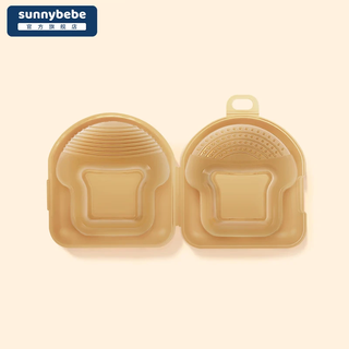 Sunnybebe soothing teether, full silicone baby to lull to sleep, bite and bite, newborn oral chewing toy, anti-eating hand artifact, mushroom teether, 2 pieces, contact type + stripe type