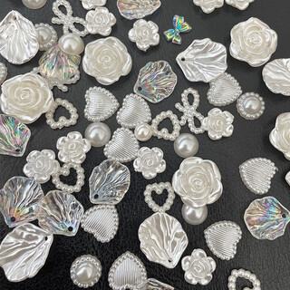 Osro special-shaped imitation pearl soft clay particles cream glue handmade diy materials pearlescent bow love material package special-shaped pearls about 15g/pack