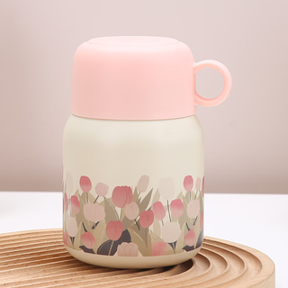 Qinkai's new internet celebrity ins stew pot 316 stainless steel office worker insulation stew cup tremella bird's nest cup thermos cup large 500ml tulip white-316 inner tank free folding