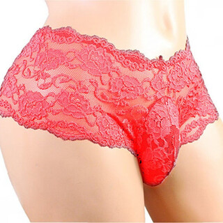 New men's sexy underwear men's sexy transparent lace underwear thong m red