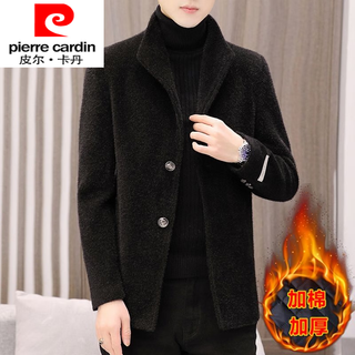 Pierre cardin autumn and winter jacket style korean style slim and warm woolen large men's short cotton and thick woolen jacket 9881 black cotton and thick xl