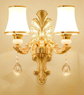 Film and television wall lamp led european style bedroom bedside lamp living room background decorative wall lamp atmospheric ktv hotel crystal wall lamp x208 double head