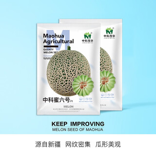 Zhongke maohua melon fruit seeds zhongke mi no. 6 hami melon seeds thick-skinned melon originated from xinjiang sugary 24 degree reticulated melon resistant to transportation zhong ke mi no. 6 hami melon seeds 50 capsules