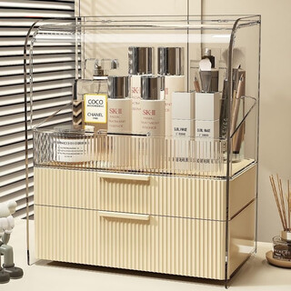 Yimeihui cosmetic storage box light luxury dustproof box large capacity drawer dressing table powder mask cosmetic storage shelf cream white - three layers with dustproof cover + lipstick box