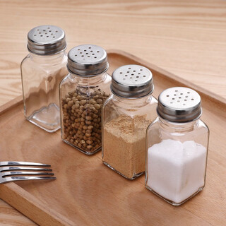Mingpan glass transparent pepper seasoning bottle pepper and salt bottle seasoning jar barbecue seasoning box kitchen supplies household seasoning salt jar transparent 2 pack