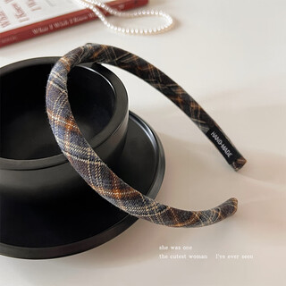 Morning star college style pattern headband women's headband versatile retro style outer hair card fabric pressed hair thin headband hair accessory blue plaid