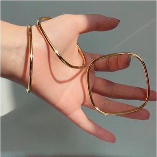 Erli japanese and korean trend internet celebrity 18k rose gold square single diamond small square titanium steel ring bracelet women's jewelry rose gold