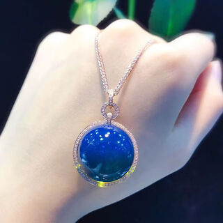 Time-dry dominican blue amber pendant, pure water, high blue, no impurities, blue amber necklace, clavicle chain, 16mm large particle amber beeswax 16mm 1 piece