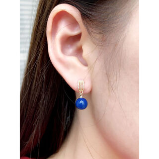 Moshe dominican blue amber earrings women's amber beeswax natural 18 gold earrings customized 7mm please contact customer service to support customization