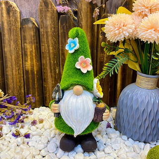 Shi yan solar garden light outdoor garden decorative ornaments cute dwarf elf lamp balcony terrace landscape lamp flocking flower elf