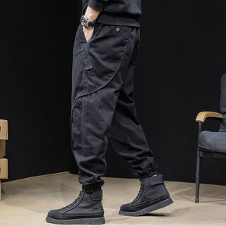 Gu xiansen's leggings casual pants men's loose american retro overalls men's autumn and winter leggings large size harem long pants black 2xl 160-180jin jin equals 0.5 kg