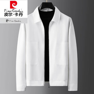 Pierre cardin (pierre cardin) light luxury spring new white men's lapel jacket slim solid color casual business jacket high-end simple top white-style regular m