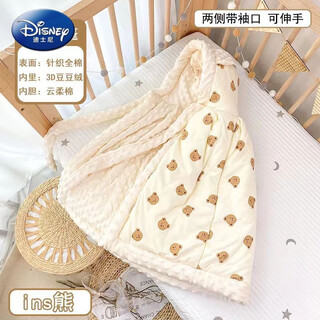 Disney baby cape cape winter outdoor windproof and warm baby hooded quilt winter thickened children's coat bear head cape 100cm
