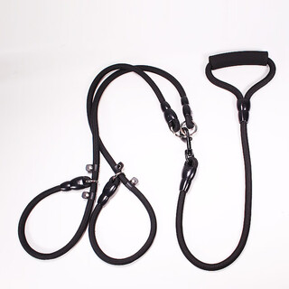 Slpc dog one-to-two leash, double-head dog leash, one-to-three dog leash, multi-head disassembly dog leash for medium and large dogs, black one-to-two, l size-large