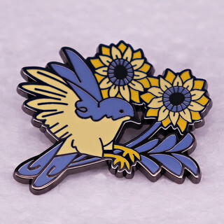 Uhfr ukrainian color sunflower bird brooch cartoon metal badge badge