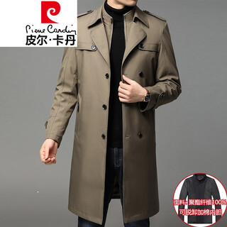 Высококачественная ветровка выше колена pierre cardin для мужчин среднего возраста 2026 года, новое пальто весны и осени 2026 года, повседневный костюм для папы, толстый воротник 1956 года, хаки xl 180