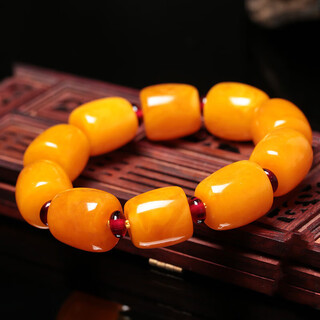 Tiansi natural baltic sea old beeswax bracelet men's unoptimized raw stone amber bracelet chicken oil yellow no baked color collection of old beeswax (men's bucket beads nine beads)
