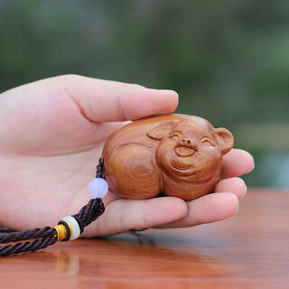 Meng junchen solid wood huanghuali wood carving handle pieces wooden handicrafts mahogany carving stationery toy pieces fu zhu