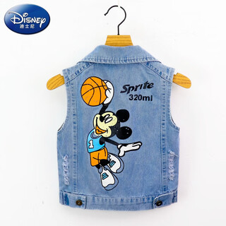 Disney children's vest 2024 new boys' korean style spring and autumn vest baby vest top denim jacket vest trendy