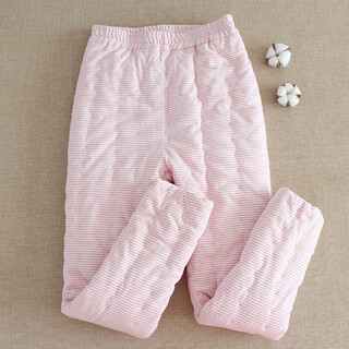 Cotton chant pure cotton handmade women's cotton pants thickened adult high-waisted trousers winter home warm striped inner wear cotton clothes striped pink xl size recommended 120-135 jin jin equals 0.5 kg