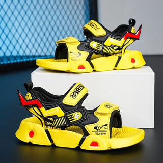 Heacooa boys' sandals new summer children's shoes soft bottom boys and middle-aged children's sports beach shoes primary school students casual sandals 608 yellow 32
