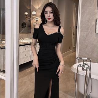Tangjun nightclub women's bar new sexy dress long skirt slimming buttocks temperament nightclub dress overalls waist waist