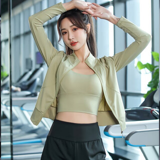 Bo na ling women's yoga wear three-piece fitness wear running sports suit women's pilates training quick-drying wear yoga wear black + green jacket l recommended 110-135 jin jin equals 0.5 kg
