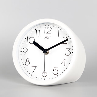 Tqj modern simple bedside creative table clock personalized sitting clock silent quartz clock fashion countertop clock white (swiss wosheng silent movement)