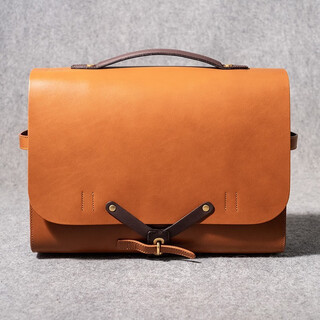 Lewhisper lifestyle designer series simple version neutral full leather multi-function commuting messenger bag hand-held shoulder crossbody 14 inch yellow brown + coffee 13/14 inch 36*27*10cm 14 inch