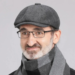 Queenjoy octagonal hat men's british autumn and winter literary retro painter hat japanese newsboy hat casual versatile beret dark gray