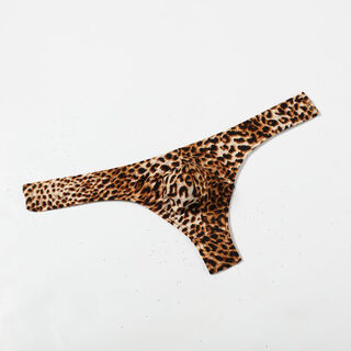 Sexy underwear men's leopard print sexy underwear thong with bulging bag t-pants narrow hem xxl yellow