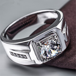 Lu lingqing white gold moissanite men's ring men's copper plated domineering fashion alloy ring opening adjustable men's ring