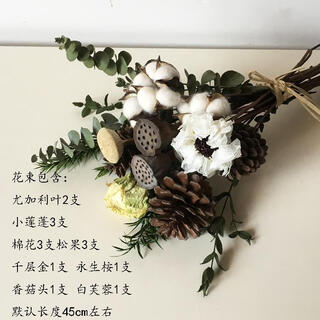 Aiman dried flower pine cones cotton eucalyptus leaves dried flowers nordic style ins small fresh home decoration ornaments bouquet pine cones pine cones + cotton + eucalyptus leaves bouquet dry flower bag