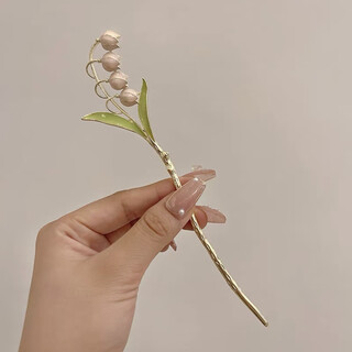 Timo chinese bell orchid hairpin autumn and winter temperament updo hairpin ancient style step shake tassel hanfu hair accessory light pink b07-102