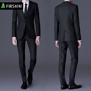 Shanshan british suit men's suit slim small suit business professional formal attire accompanying groom wedding dress casual suit black double button suit + trousers l recommended 125jin jin equal to within 0.5 kg