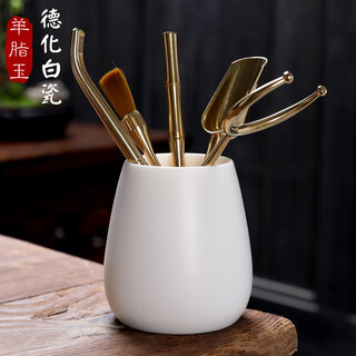 Han li tea ceremony six gentlemen kung fu tea set accessories copper mutton fat jade porcelain tea clips tea spoon set tea table tea art tea brewing tools mutton fat jade porcelain tea cistern + full copper six gentlemen
