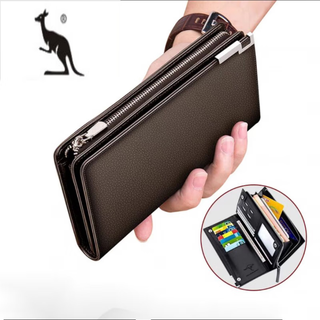 Kuqidaishu 2025 retro wallet men's long bag men's leather clip wallet men's leather bag men's wallet large capacity 866 coffee color preferred cowhide
