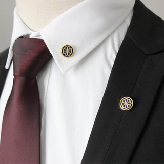 Xi fei two lotus brooch alloy gentleman temperament golden round flower badge corsage brooch lapel pin dual use