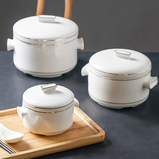 Jingchen water-proof stew pot phnom penh hotel ceramic with lid double lid bird's nest stew bowl steamed egg cup stew pot small soup cup fin cup phnom penh small size_600ml