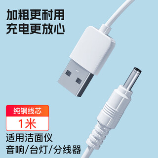 金陵声宝 USB转DC电源线圆孔3.5mm充电线 电动牙刷小风扇台灯音响露娜洗脸仪洁面仪充电器线电源线白色1米