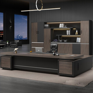 Boss litang's desk office chair combination is simple and modern. president's desk, executive desk, supervisor and leader's computer desk, light luxury, 2.2 meters with single side cabinet + boss chair + 6 doors