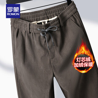 Romon velvet thickened straight casual pants men's winter youth and middle-aged sports pants warm corduroy loose men's pants 7k035609r khaki velvet xl (suitable for 130-150 jin jin equals 0.5 kg)