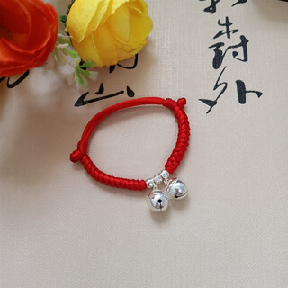 Dl 1998 fat donglai same style children's small bell bracelet baby with sound silver bell anklet female and male baby red rope bracelet 2 bells bracelet 0-3 years old
