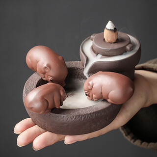 Yuxuan purple sand tea pet backflow incense burner ornaments piggy drinking water handmade cute mini fortune pieces tea table tea play