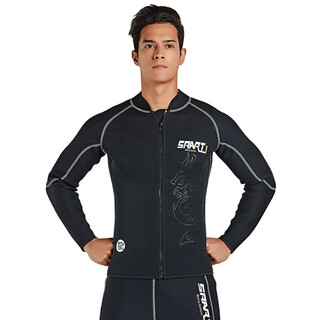 Sbart's new 3mm men's split long-sleeved wetsuit wet pants cold-proof and warm winter swimming wetsuit 7051 black single-piece top 3xl
