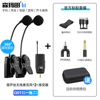 Samantian q09 2.4g musical instrument wireless microphone hulusi flute erhu professional pickup one-to-two stage performance special microphone recording amplification musical instrument microphone hulusi wireless dual microphone (upgraded version) good sound quality/no delay/seconds to start up official standard configuration