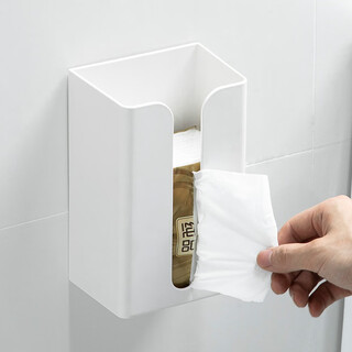 Home katei story japanese upside-down kitchen tissue box household punch-free wall-mounted tissue holder bathroom toilet toilet paper box white (wall-mounted) punch-free