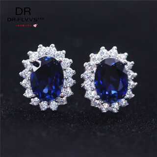 Quality valentine's day gift tanzanite sapphire tanzanite stud earrings for women silver plated 18k gold princess diana diamond rose gold/1 pair