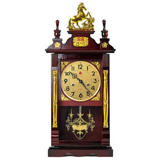 Dongbai mechanical table clock old-fashioned winding chain clockwork copper movement solid wood time telling living room mechanical wall clock table hanging dual-purpose mechanical clock 31-day printed high-quality version 12 inches