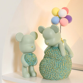 Yunya cute violent bear ornament home decoration porch tv cabinet chinese valentine's day new year's day gift wine cabinet cure violent bear combination morandi green